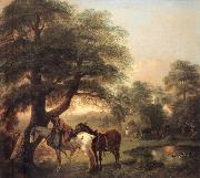 Thomas Gainsborough Landscap with Peasant and Horses Spain oil painting artist